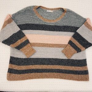 Striped sweater plus size casual neutral comfy cozy winter fall holidays preppy